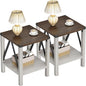Treocho Farmhouse End Table Set of 2, Rustic Vintage Nightstand Side Table by Treocho