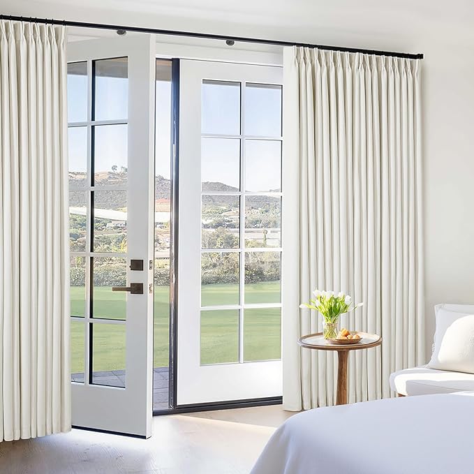 90 Inch Pinch Pleated Linen 100% Blackout Curtains Extra Wide Natural 60x90 | - Image 7