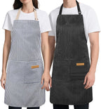 2 Pack Kitchen Cooking Aprons, Soft Aprons for Women Men with 2 Pockets Chef Apron with Adjustable Neck Strap and Long Tie