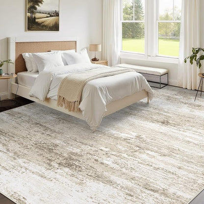 Washable Rug 10x14 Area Rugs for Living Room: Large Neutral Soft Rug Abstract - Image 2
