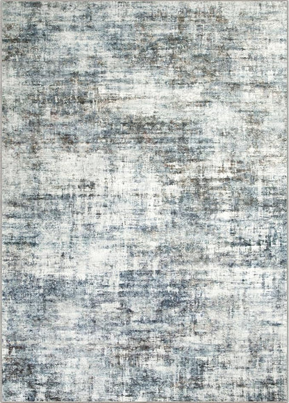 10x14 Area Rugs for Living Room: Washable Abstract Blue Multi Carpet | Non-slip - Image 3