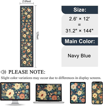 DUKINO 2.6x12 Kitchen Runner Rug, Floral Non Slip Washable Rug, Stain Resistant - Image 2