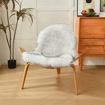 duduta White Black Faux Fur Rug 2x3 ft, Small Shag Bedside Rug Seat Covers | - Image 5