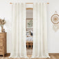 Cream 80 inch Linen Curtains for Doorway, Semi Sheer Drapes | Light Filtering by LAMIT