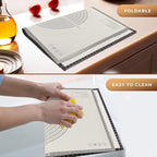 28 * 20 inches black, Non-Slip Silicone Baking Sheets - Baking Mat with 0.7mm Thickness - Non-Stick Pastry & Cookie Mat for Kitchen Counter for Rolling Out Dough with Measurements.