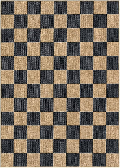 Lahome Checkered Easy Jute Area Rug, 5x7 Outdoor Patio Rug Washable Carpet - Image 10