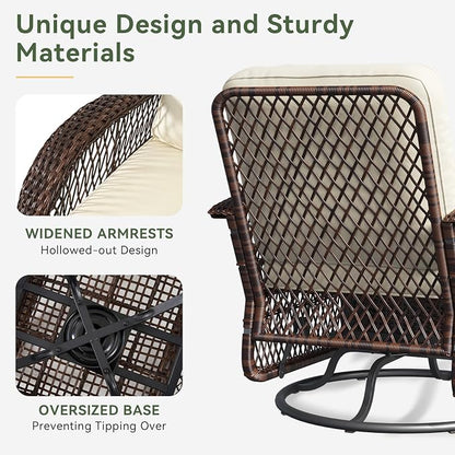 Aoxun 3 Pieces Patio Furniture Set, Patio Swivel Rocker Chairs Set of 2 - Image 5