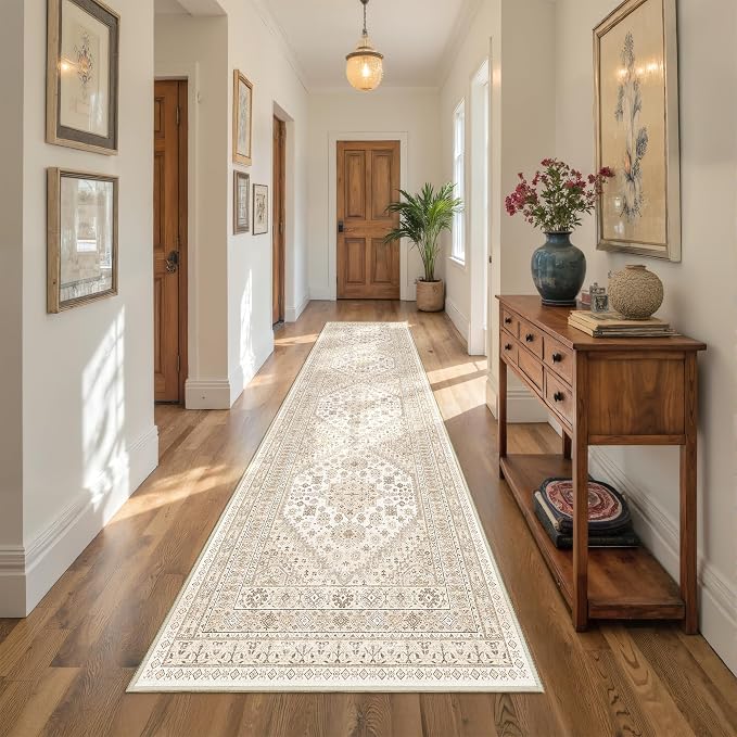 Runner Rug 2x10, Washable Rugs for Entryway Rug, Cream/Beige | Non Slip Kitchen - Image 5