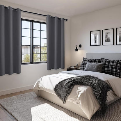 Blackout Curtains for Bedroom, Dark Grey, 38 x 63 Inch, 2 Panels | Thermal - Image 6