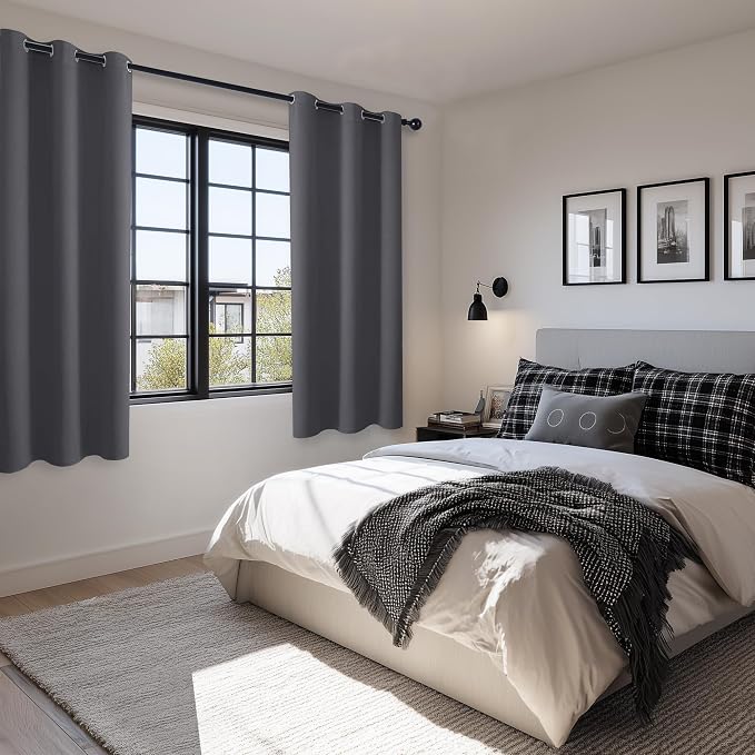 Blackout Curtains for Bedroom, Dark Grey, 42 x 72 Inch, 2 Panels | Thermal - Image 6