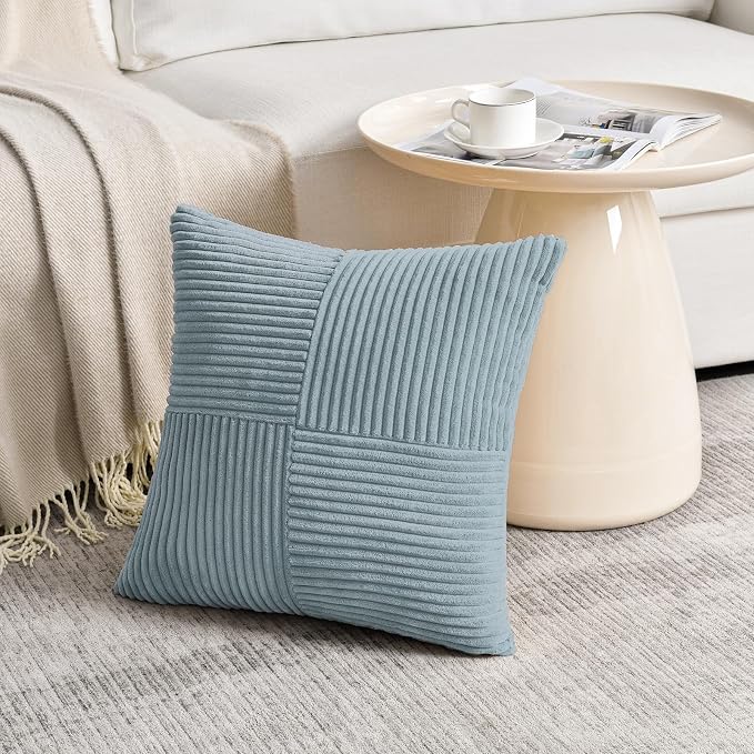 Fancy Homi Set of 2 Light Blue Euro Decorative Throw Pillow Covers 28x28 Inch - Image 2