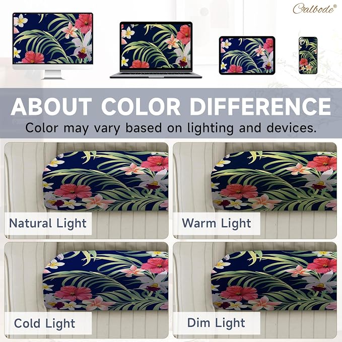 CALBODE 12 Pcs Stretch Outdoor Seat Cushion Covers, Tropical Floral, - Image 7