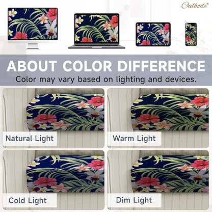 CALBODE 8 Pcs Stretch Outdoor Seat Cushion Covers, Tropical Floral, - Image 7