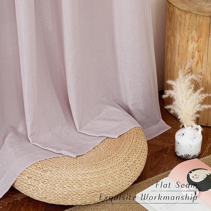 NICETOWN Blush Pink Linen Curtains - Image 7