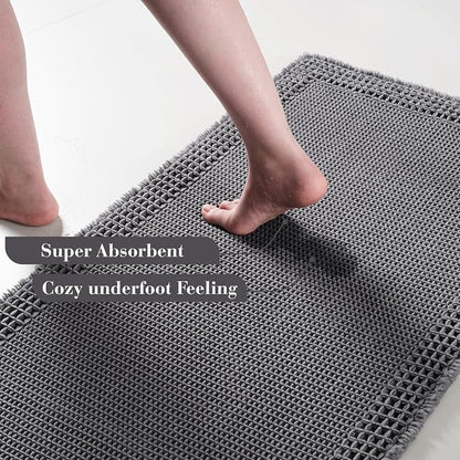 RESARE Waffle Bath Mat for Bathroom, Non Slip Bathroom Rugs 17x24 Dark Grey | - Image 3