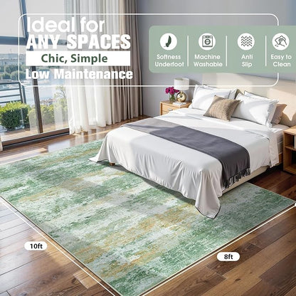 Aelenmu 8x10 Area Rugs for Living Room Washable Bedroom Dining Room Green | - Image 2