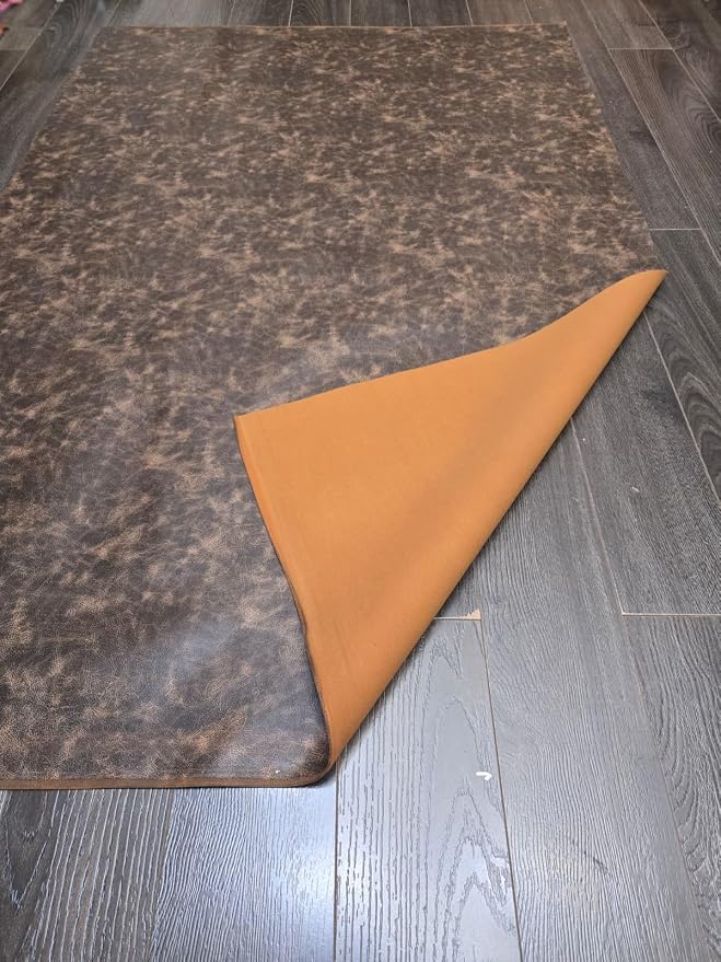 Brown Vintage Distressed Antiqued Faux Leather Fabric PU Peta Approved Vegan - Image 7