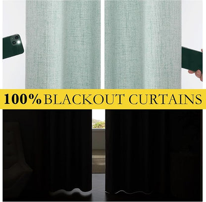 NICETOWN 100% Absolutely Blackout Linen Curtains - Image 4