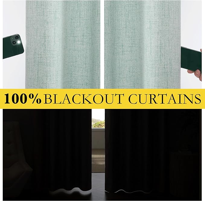 NICETOWN 100% Absolutely Blackout Linen Curtains - Image 2
