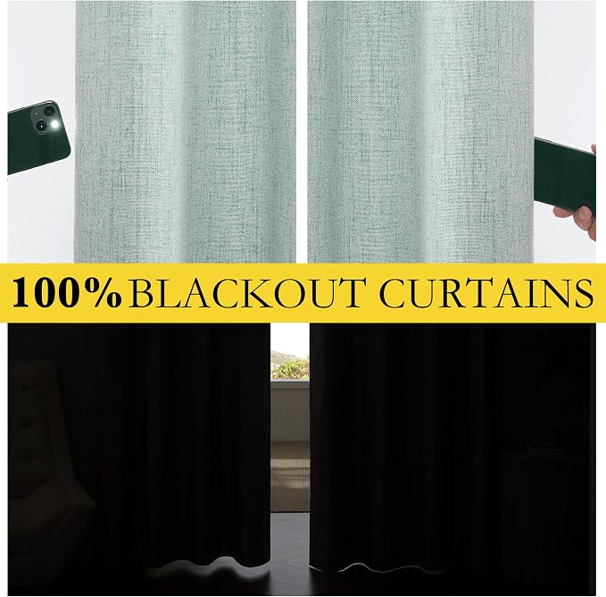 NICETOWN 100% Absolutely Blackout Linen Curtains - Image 3
