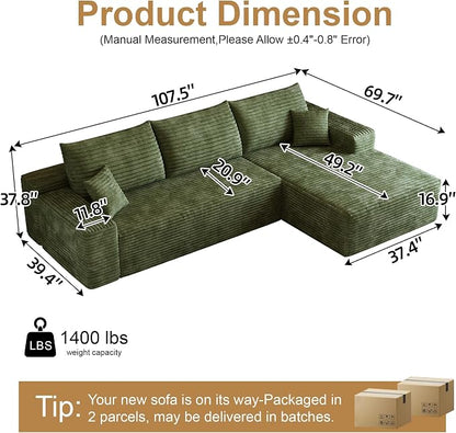 108" Sectional Couches for Living Room Cloud Couch Sofa - Image 2