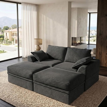 Upgrade Boneless Couch with Storage, Extra Deep&High Seat Modular Sectional by Unknown