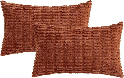 MIULEE Fall Lumbar Corduroy Decorative Throw Pillow Covers 12x20 Dark Rust | - Image 6