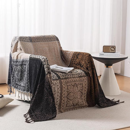 Boho Throw Blanket, Chenille Jacquard Tassels Throw Blankets - Image 8