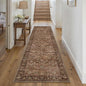 2x8 Brick Red Vintage Floral Washable Runner Rug by HUGEAR