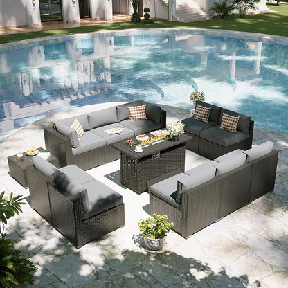 Aoxun Patio Furniture Set with Fire Pit Table, 12 Piece Outdoor Sectional Sofas - Image 7