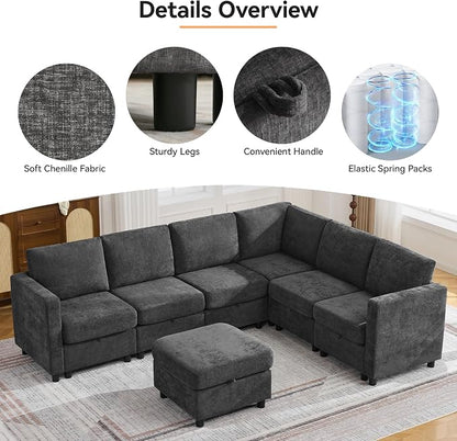 104'' V Shaped Modular Sofa, Sectional Couch - Image 5