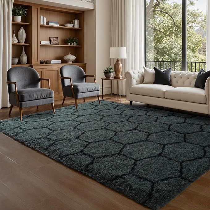 Noahas 5x7 Dark Grey Fluffy Soft Area Rug Non-Slip - Image 3