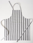 1 Oven Mitt, 1 PotHolder & 1 Kitchen Apron Set - Durable Heat Resistant Gloves - Thick Mittens for Kitchen - Suitable for Cooking, Baking, Grilling – Men & Women – Dark Grey Stripes - Casa De Lan