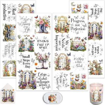 4 Sheets Rub on Transfers for Crafts, Gardens and Butterflies Furniture by Dorsbaby
