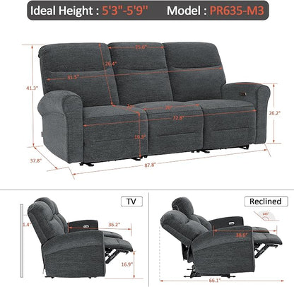 MCombo 87.8" Wall Hugger Power Reclining Sofa - Image 3