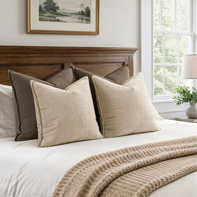 MIULEE Decorative Couch Throw Pillow Covers 18x18 Inch Beige 2 Pack | Neutral - Image 6