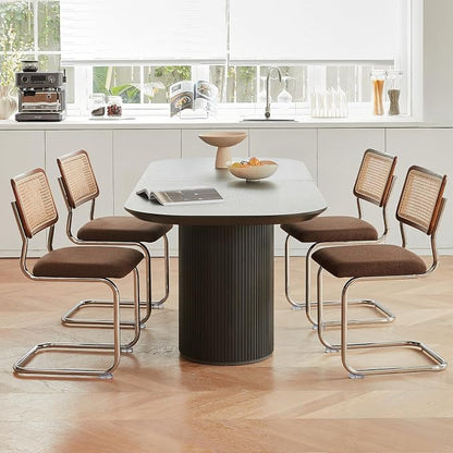 GrandNoor Rattan Dining Chairs Set, Wooden Mid Century Modern Dining Room Chairs - Image 7