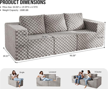 Modular Sectional Sofa 3-Seater Modular Couch - Image 2