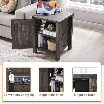 OKD Farmhouse Nightstand Set of 2, 18 Inch Rustic End Table - Image 3
