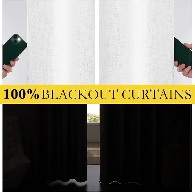 NICETOWN 100% Blackout Linen Curtains - Image 4
