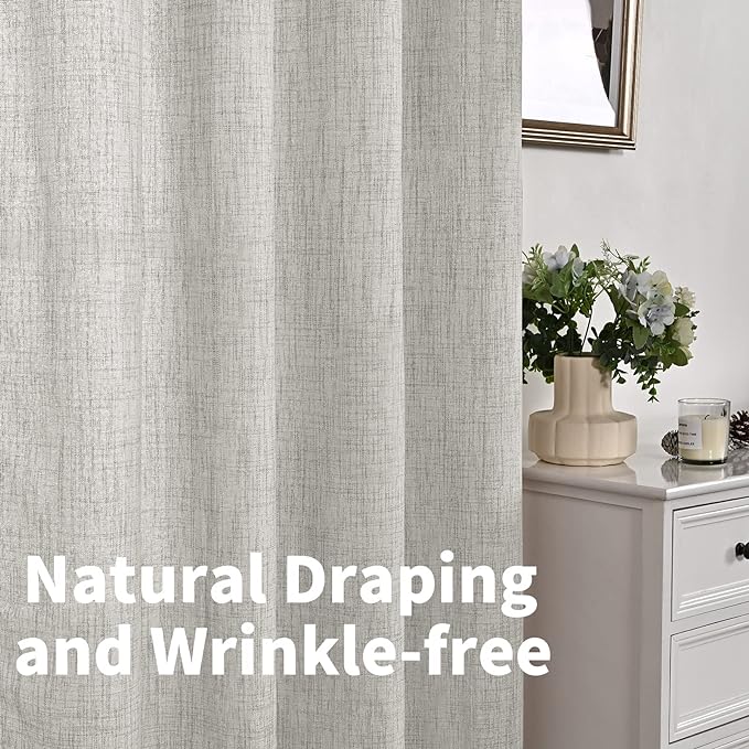 YoungsTex Light Grey Linen Curtains 40 Inch Length - Image 7