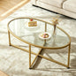 Wolawu Coffee Table Gold Oval Glass Coffee Tables by Wolawu