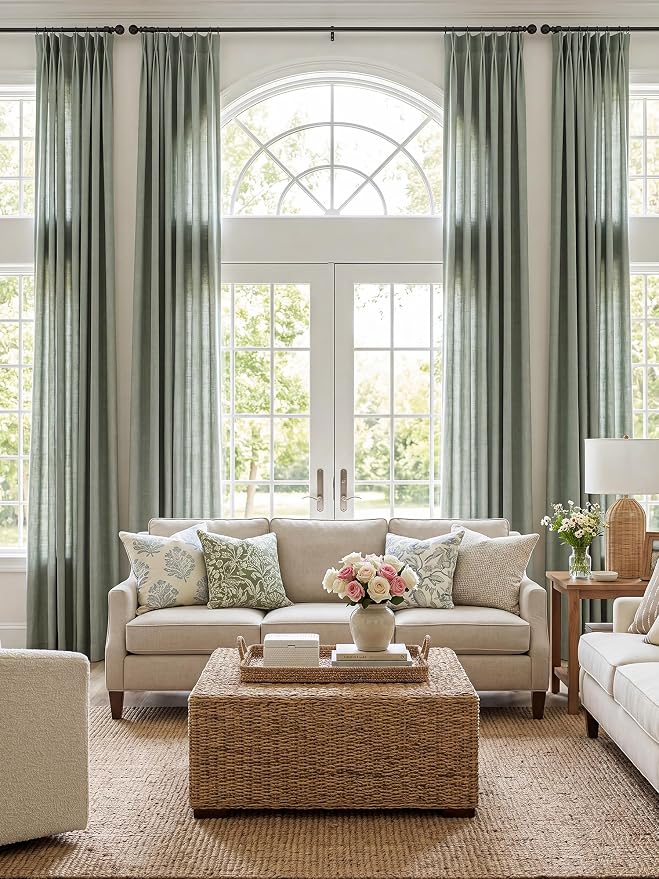 Liz Pinch Pleated Linen Curtains Light Filtering Curtains - Image 9