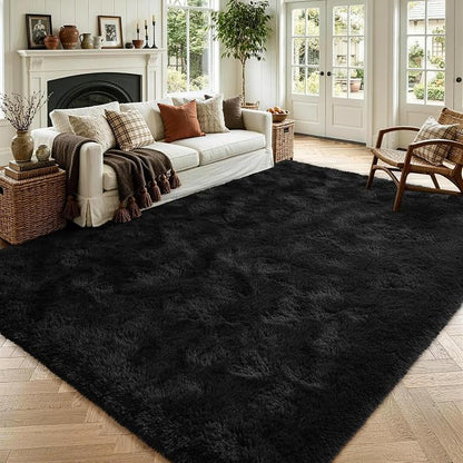 6x9 Large Black Fluffy Soft Area Rug Non-Slip by ModernHomeDecor