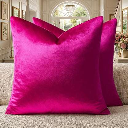GIGIZAZA Hot Pink Velvet Pillow Covers 20x20 Decorative Pillows Pack of 2 | - Image 7