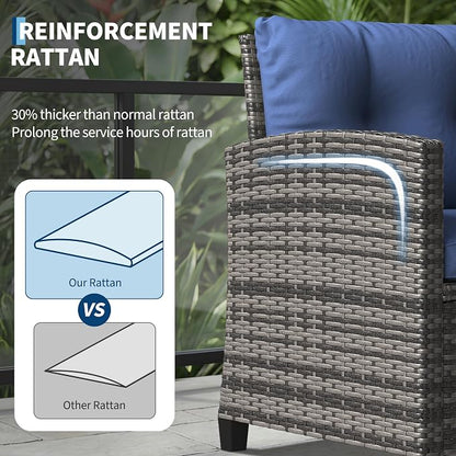 Garvee Outdoor Wicker Chairs, 3 Pieces Patio Furniture Set, All Weather High - Image 3