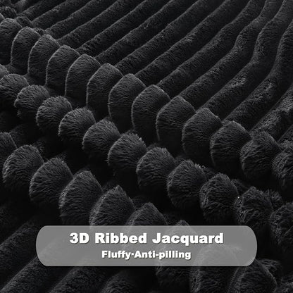 NEWCOSPLAY Fleece Ribbed Cozy Queen Blanket - Image 5
