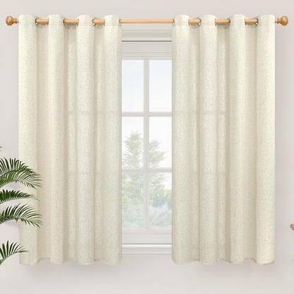 YoungsTex Beige Linen Curtains 45 Inch Length by YoungsTex