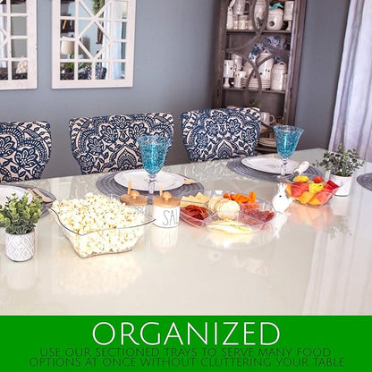 Plasticpro 6 Sectional Round Plastic Serving Tray/Platters Clear Pack of 2