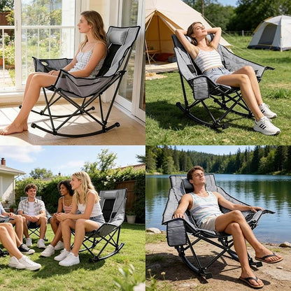 Suteck Oversized Rocking Camping Chair, Thick Padded Folding Rocking Chair - Image 7